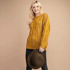 Mustard cable knit sweater